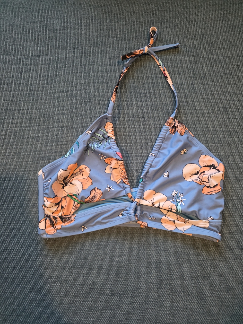 Floral Halter Bikini Top in Lavender and Peach